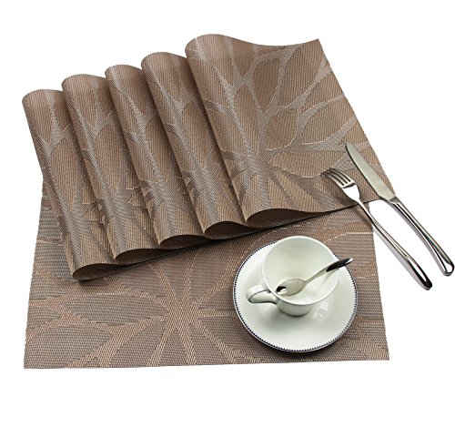 Borlans Abwaschbar Tischsets 6er Set PVC Vinyl Platzsets Rutschfest Hitzebeständig Platzdeckchen 30x45 cm