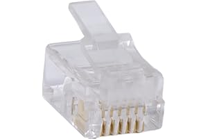 AERZETIX - C66069 - Juego 10 conectores enchufes tomas macho RJ12 6P6C para engastar de cable telefónico - 6 pines - informática ordenador línea módem ADSL - color: transparente