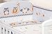 10 PCS BEDDING SET BABY COT BED/COT QUILT BUMPER CANOPY +HOLDER (to fit cot size 120x60cm, Grey & White Owls)