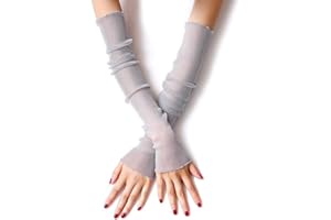 AAED Manicotti Da Donna Guanti Lunghi Senza Dita guanti senza dita donna,guanti lunghi donna,manicotti braccia,guanti pizzo,guanti in pizzo senza dita(Grigio)