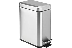 mDesign Prostokątny kosz na śmieci otwierany schodkowo – szczotkowana stal nierdzewna