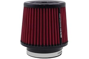 JOURNDREAM Filtre à air universel de voiture - Filtre à air de rechange pour 76 mm, 89 mm, 101 mm - Kit d'admission - Filtre à air froid universel haute performance - Lavable et réutilisable (rouge)