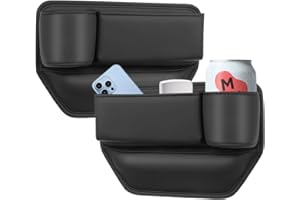 NAVESO Autositz Lückenfüller Organizer, 2 Stück Aufbewahrungsbox Auto Vorne Leder, Vordersitz Autositz Seitentaschen Organizer, Stenhimmel Autoablage mit Kabelloch für Fahrersitz und Beifahrer
