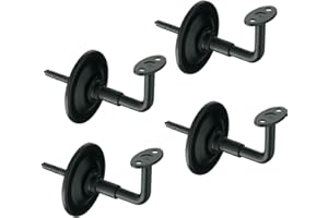 JDEL Pack de 4 unidades Soporte para Pasamanos | Barandilla de Escaleras Resistente y Duradero | Montaje en Pared | Acero | Color: Negro Mate | Incluye: Tornillos y Tacos