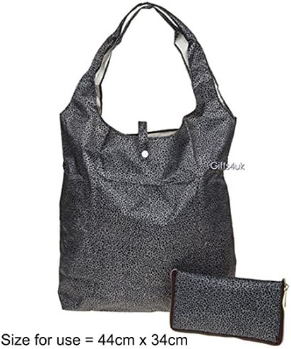 Stylish Handybag Re-Usable Folding Eco Shopping Bag ~ Various Colours &amp; Styles (LEOPARD BLACK)