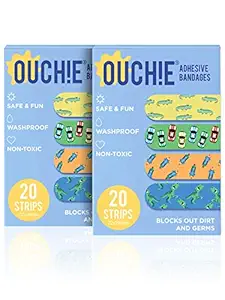 AYA PAPAYA Ouchie NON-TOXIC Printed Bandages COMBO Set of 2 (2 x 20= 40 Pack )- (BLUE)