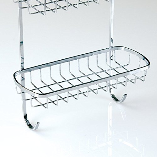 mDesign Duschablage zum Hängen über die Duschtür – praktisches Duschregal – ohne Bohren zu montieren – Duschkörbe zum Hängen aus poliertem Edelstahl – für sämtliches Duschzubehör - 4