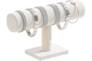 Justsoso Support de bracelet en forme de T, présentoir de montre pour magasin, montres, bijoux à cheveux noués (velours beige)