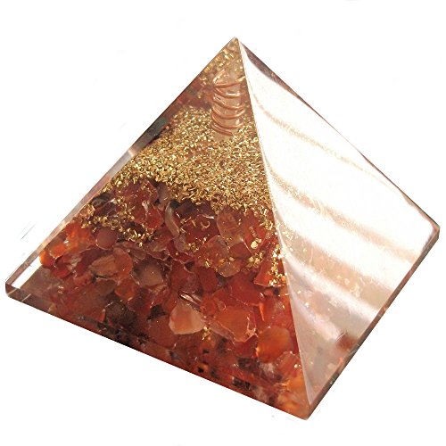 Orgon-Generator Karneol Pyramide, Orgonit aus Edelsteinen und Metallen, wandelt negative energie in positive energie – 70mm - 2