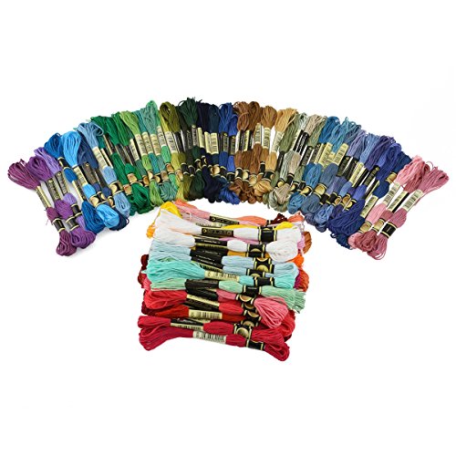 Tinksky Stickgarn Sticktwist 8m 6-Fädig mehrfarbigen Farblich Bunt Basteln, 100 Docken - 2