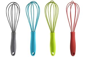 Classicseali Set med 4 silikonvispverktyg, 17 cm non-stick för kök, non-stick stekpannor, matlagning, blandning, blandning, b