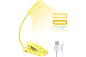 GARITE Luce da Lettura, Lampada da Lettura Ricaricabile USB con 10 LED 3 Modalità Dimmerabile Clip per la Cura Degli Occhi per E-Reader, Studio, Letto, Viaggi, Tablet