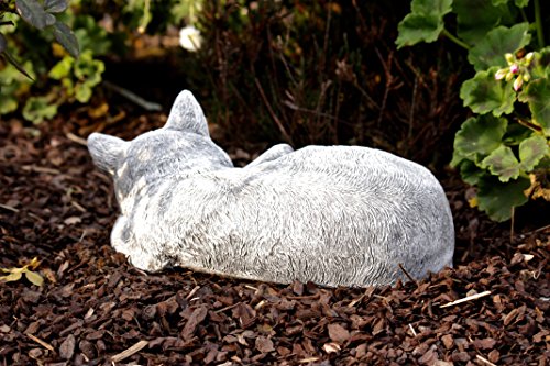 Steinfigur Katze schlafend frost- und wetterfest bis -30°C, massiver Steinguss - 5