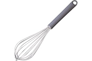 Starchef Stainless Steel Whisk Egg Beater Anti-Slip Silicone Handle Comfortable Grip（11"/Grey）
