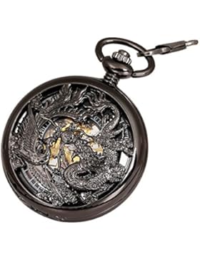Antik Mechanische Taschenuhr für Männer Frauen Viel Muster (Wünsche) Skeleton Zifferblatt mit Kette + Geschenk-Box
