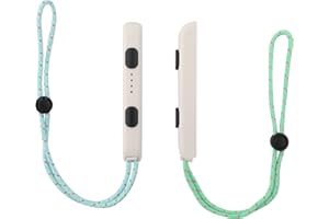TOYMIS 2szt Straps for Switch Controller, Strap Controller z Zielona i Niebieska Lina Kontroler na Nadgarstek Regulowany Elastyczny Kontroler Pasek na Nadgarstek dla Switch Joycon Controller (Bialy)