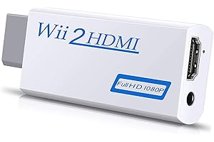MejaRizon Wii HDMI Adapter, für Fernseher, Full HD 720/1080P Video-Audio Konverter mit 3.5mm Audio, Kompatibel mit TV, Monitor & Beamer, Unterstützt NTSC/PAL 480i/480p/576i/720p/1080p, Weiß