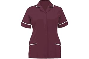 OUMSHBI Medical Scrub Tops for Women UK Protective Nurses Women's Lapel V Neck Carer Clothing Clinic Tops Tunic Women's Blouse Lightweight Medical Uniform Comfortable Work Wear Scrub Tops for Women