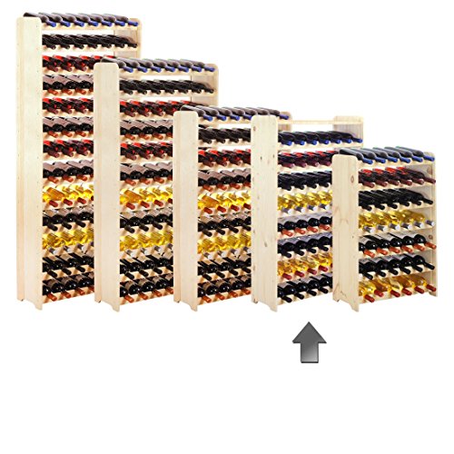Weinregal / Flaschenregal System "Optiplus" Modell 2 mit Abschlussboard, für 56 Fl., Holz, Kiefer Natur