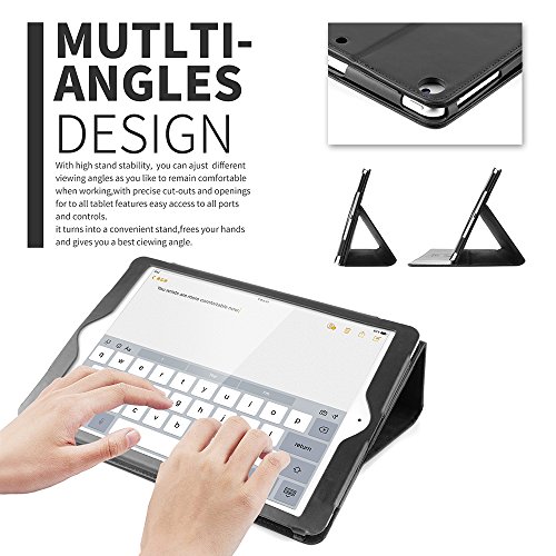 Boriyuan Ipad Pro 9,7 Hülle Echt Leder Case Smart Cover Schutztasche aus echtem Leder für das Apple iPad Pro 9,7 Zoll mit Standfunktion, Auto Sleep Wake up und Fach für Kreditkarten (Farbe: Lila) - 6