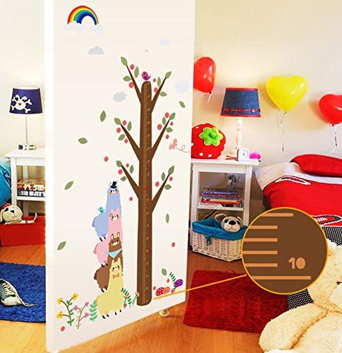 Winhappyhome Cartoon Camels Tree Wall Stickers Kids Growth Charts Height Measurement Stickers Decals for Home Nursery Backdrop