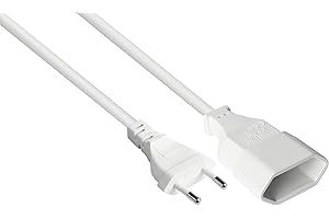 Kabelmeister Euro-Verlängerung - 2 m - Euro-Stecker Typ C (gerade) an Euro-Buchse (gerade) - KUPFERLEITER CU - 0,75 mm² - Stromkabel-Verlängerung - Weiss - Qualitätware vom KABELMEISTER, SK0300-W020
