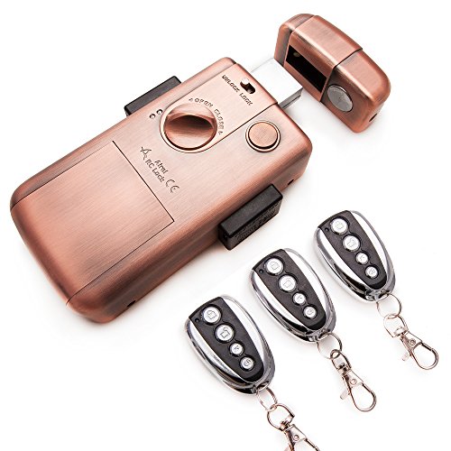 Cerradura electrónica inteligente invisible con 3 mandos para evitar la ocupacion y robo en su vivienda. Color Bronce