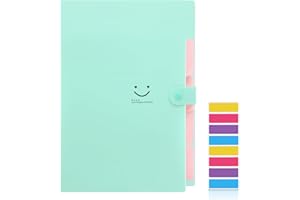 KONVINIT Expanding File Folder A4 File Folder 5 Pockets File Organiser High Capacity with Buckle Closure for Office School Home,Green Cover