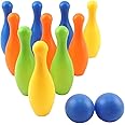 xwin sportseries 10 Pin Colorful Bowling Skittle Set, 2 Balls with Carry Handle, Sports Toys for Boys and Girls Age 3 4 5 6 Years Old, Bowling Set for Kids Indoor and Outdoor and Garden Toys