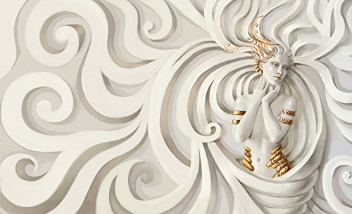 Fototapete 3D Relief-Medusa in Gold Wand Wandbild (3046ve), 416cm x 254cm (WxH) - 2