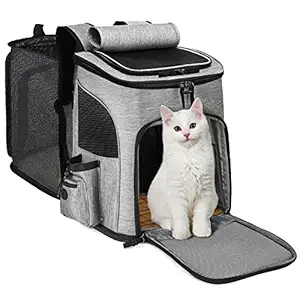 IREENUO Cat Backpack Carrier - Expandable Mesh Breathable Foldable Pet Travel Bags for Small Dogs Cats