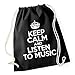 Produktbild Keep Calm And Listen To Music Gymsack Black Certified Freak
