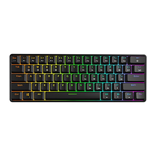 Preisvergleich Produktbild Qiman GK61 61 Key USB verdrahtete LED-hintergrundbeleuchtete Achsen-Spiel-mechanische Tastatur für Schreibtisch