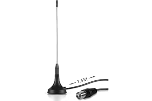 August DTA180 Antenna TV Interna per Digitale Terrestre, Antenna HDTV Portabile per DTT DVB-T/DVB-T2, Support VHF UHF FM DAB Radio - Base Magnetica