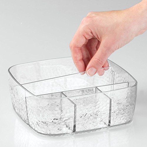 InterDesign 55050EU Rain Kosmetik-Organizer mit herausnehmbarem Teiler für Waschtisch/Schrank, Pflegeprodukte, Plastik, clear, 16,51 x 16,51 x 6,35 cm - 6