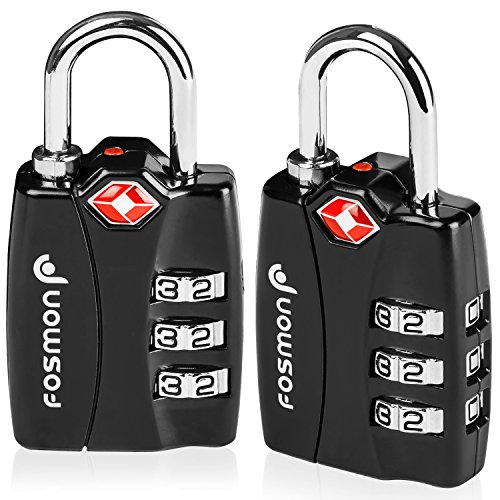 Preisvergleich Produktbild TSA zugelassene Zahlenschloss / Gepäckschloss / Reiseschloss / Kofferschloss, Fosmon [2 Stück] Geöffnetem Alarm Indikator 3 stellige Zahlenkombination Vorhängeschloss-Codes für Reise-Beutel, Anzugskoffer, Schließfächer, Fitnessstudio, Fahrradschlösser oder andere