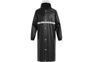Fayemint Poncho Pluie, Poncho de Pluie Imperméable, Cape Pluie avec Capuche, avec Bandes Réfléchissantes, pour Randonnée, Camping, Voyage (Noir)