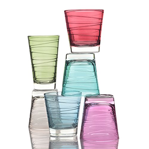 Leonardo Vario Becher Set, 6er Set, Klein, Trinkbecher, Wasserbecher, Farbig Sortiert, Glas, 170 ml, 47286 - 4