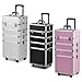 All in 1 Pro Large Aluminium Hairdressing Makeup Vanity Toiletry Storage Nail Case Box Beauty Cosmetics Trolley 4 in 1 (Silver)