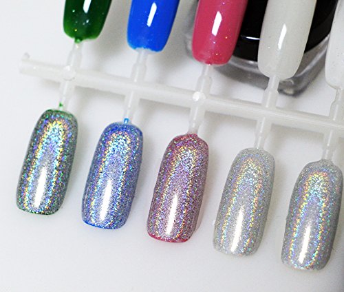 PhantomSky Nagel Glitzer Glänzend Spiegel Chrom Nagelpuder Maniküre Pigment – Regenbogen Silber(1g geladen) - 5