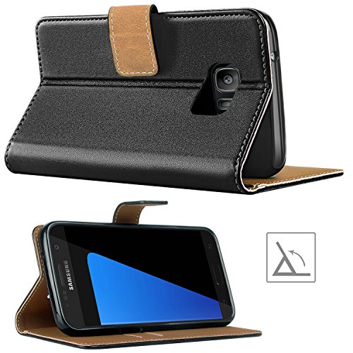 HOOMIL Funda Samsung Galaxy S7  Cuero Premium Fundas para Samsung S7 2016 Carcasa Case  H3011  Negro 