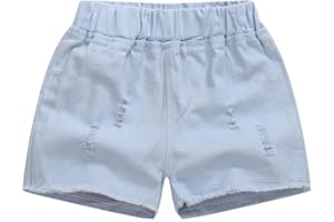 GUQMJDE Mädchen Jeans Shorts Einfarbig Denim Kurze Hose Mode Classic Hot Pants Elastische Taille Hotpants High Waist Kurze Hose Leicht Atmungsaktiv Sommerhose Freizeit Y2K Hose Casual Loose Kuschelhose