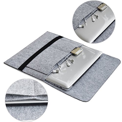Alienwork Schutzhülle für 12-13.3 Zoll Tablet/Laptop/iPad Tragetasche Hülle Case Tasche Etui Sleeve Tragbarer Filz grau MSPB-02 - 3