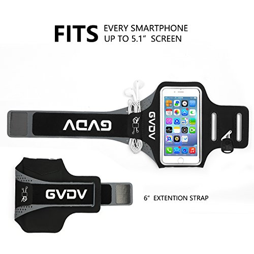 Brazalete Deportivo  GVDV Brazalete Movil Universal 4 7  - 5 1  Con Bolsillo para Llaves  Auriculares y Tarjetas Antideslizante CONTRA Sudor para Paseo  Correr  Gimnasio  Ciclismo