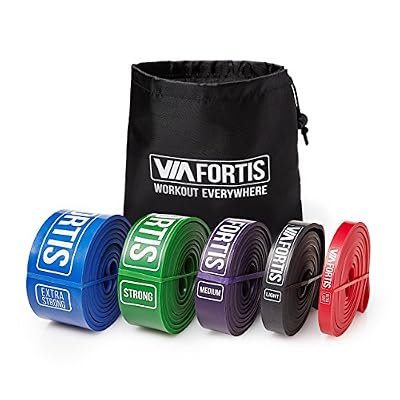VIA FORTIS Bande Élastique de Résistance | Sangle pour Fitness, Gym, Calisthenics, Étirements et Plus Encore | Choix de tailles des Bandes Élastiques | Avec Sac de Transport (1 - ULTRA LIGHT (Rouge))