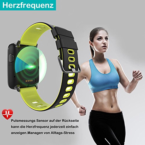 Smartwatch,YAMAY Bluetooth Smart Watch Uhr mit Pulsmesser Armbanduhr Wasserdicht IP68 Fitness Tracker Armband Sport Uhr Fitnessuhr mit SchrittzÃ¤hler,Schlaf-Monitor,Setz-Alarm,Stoppuhr,SMS-, Anruf-Benachrichtigung Push/Kamera-Fernsteuerung Musik fÃ¼r Android und iOS Telefon