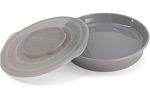 Twistshake Scellé Assiette d'Apprentissage avec Couvercles pour Le Repas de Bébés, Vaisselle en PP et Silicone pour Nourriture pour Bébés, Sans BPA, 6+ mois, Gris Pastel