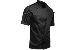 strongAnt Kochjacke Herren Kurzarm easyMove inkl. Kugelknöpfe Slim Fit Kochuniform Bäckerjacke