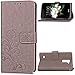 Produktbild SRY-case LG k7 Fall, Einfarbig Synthetische PU Ledertasche Magnetische Schließung Brieftasche Fall Lucky Clover Embossing Blumen-Kasten-Abdeckung für LG k7 (Color : Gray, Size : LG K7)