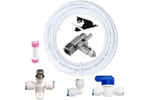PAROAD Universal Wasseranschluss-Set für Umkehrosmose-Systeme,Wasserfilter,Kühlgeräte,15M 1/4" AD Schlauch mit T-Stück-Adapter,Absperrventil, Ellbogen,Durchflussbegrenzer,Rückschlagventil,Schlauchcutter